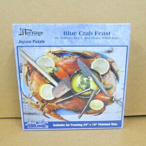 Heritage Puzzles Blue Crab Feast 550 Piece Jigsaw Puzzle 24x18 NIB Made in USA